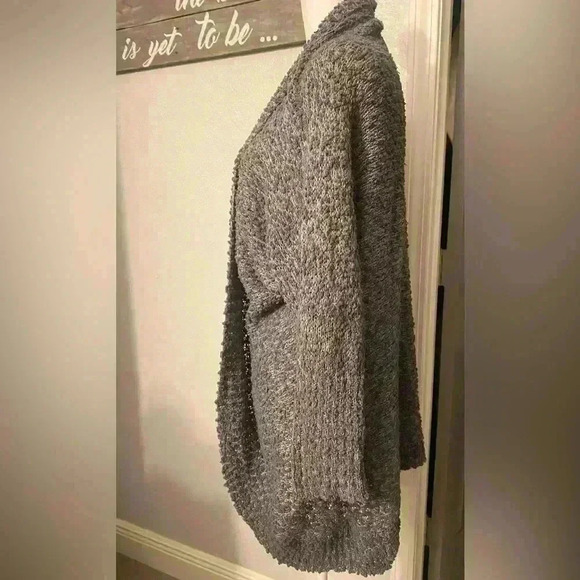 SHEIN open front waterfall cardigan long sleeves in gray women’s size Large EUC - Picture 3 of 7